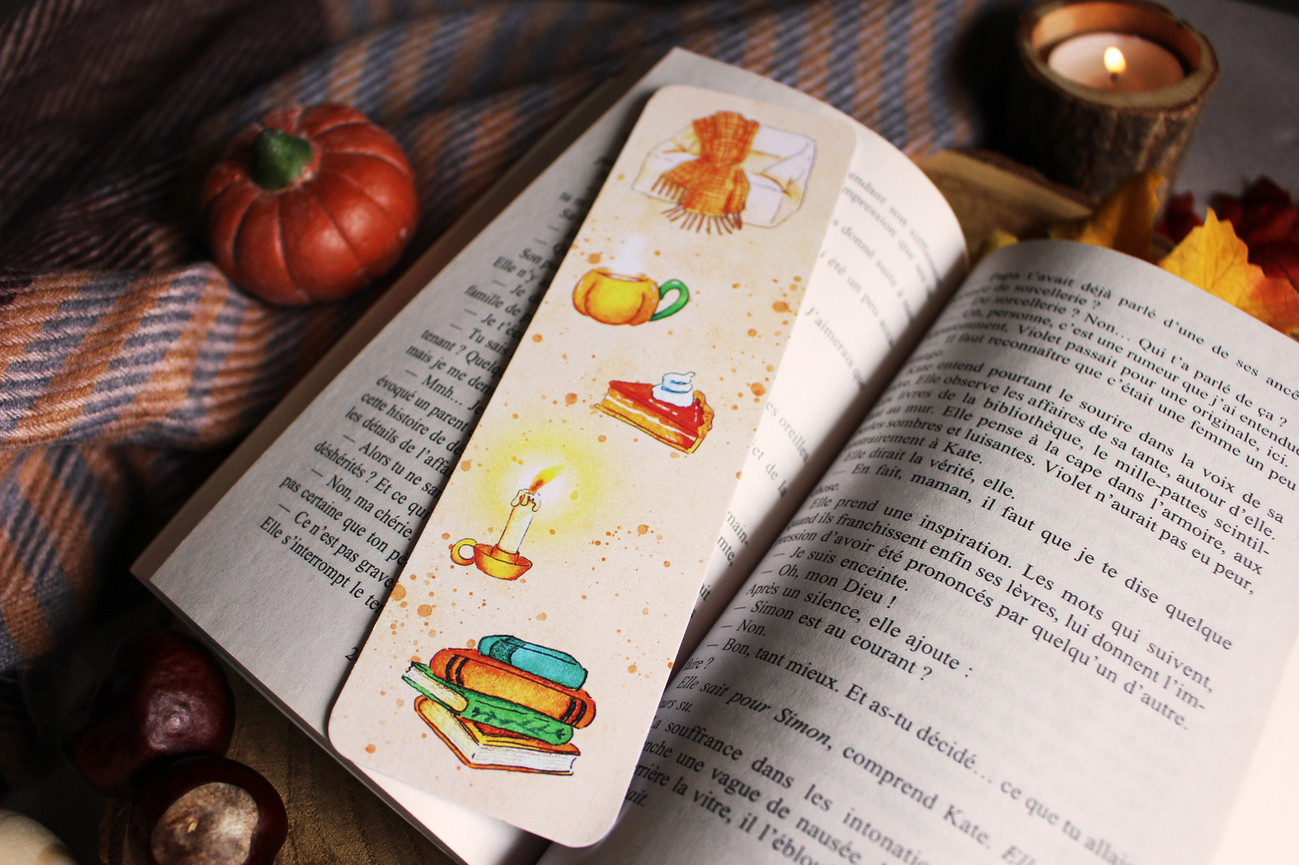 Marque-page Lecture en Automne