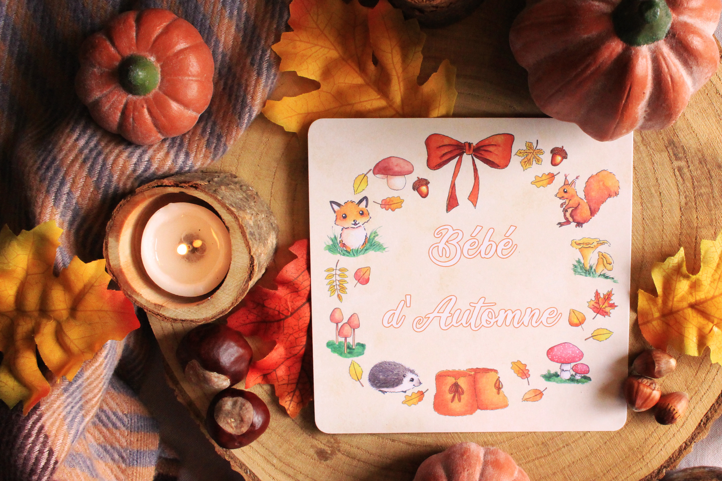 Carte Bébé d'Automne
