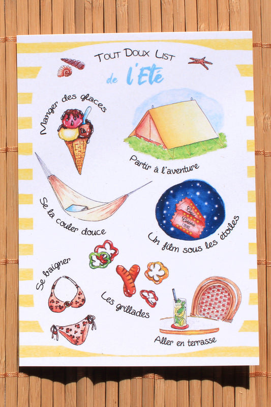 Carte Tout Doux List de l'Eté